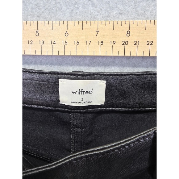 Wilfred Aritzia Black Vegan Leather Straight Leg Pants Size 2 High Rise Pants - Picture 8 of 15